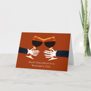 Cartes Pour Fêtes Annuelles Papa Halloween avec verres à vin qui trinquent squ