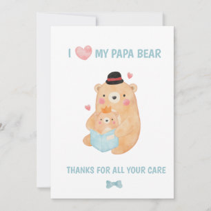 Cartes Pour Fêtes Annuelles Papa ours amour coeur bleu livre