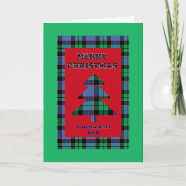 Cartes Pour Fêtes Annuelles Papa, Tartan Christmas Tree (Devant)