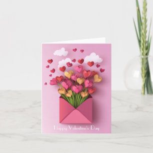 Cartes Pour Fêtes Annuelles Papercut Heart and Clouds Salutation de Valentine