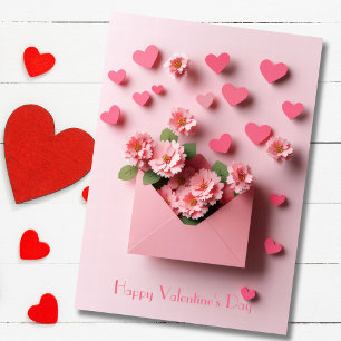 Cartes Pour Fêtes Annuelles Papercut Heart and Flowers Valentine's Greeting