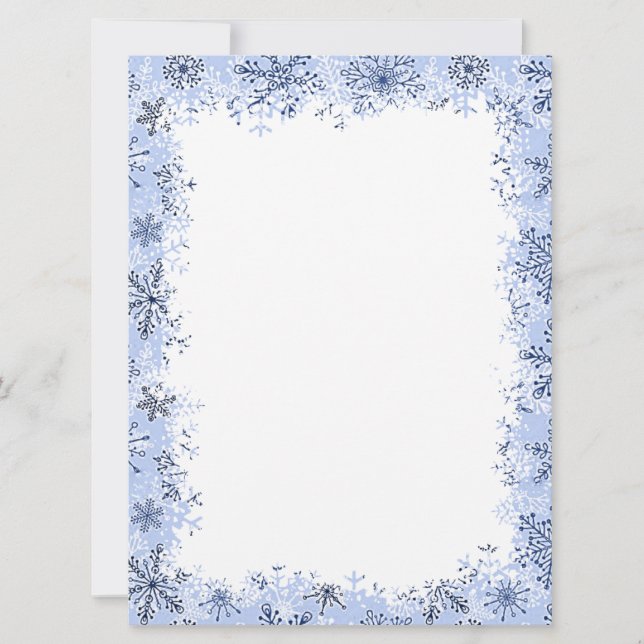 Cartes Pour Fêtes Annuelles Papeterie de Noël à flocons de neige bleus (Devant)