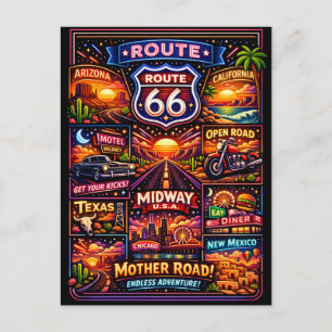 Cartes Pour Fêtes Annuelles Papeterie de voyage américaine vintage Route 66