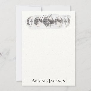 Cartes Pour Fêtes Annuelles Papeterie d'oiseaux de lune de forêt d'aquarelle