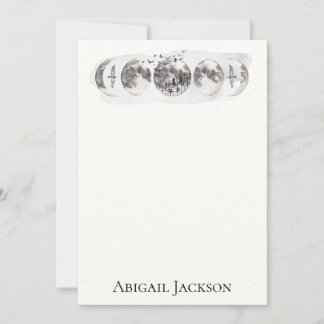 Cartes Pour Fêtes Annuelles Papeterie d'oiseaux de lune de forêt d'aquarelle