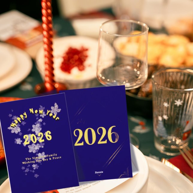 Cartes Pour Fêtes Annuelles Papeterie élégante pour le Nouvel An 2026 avec du  (#NewYearCards2026
#MintedHolidayCards
#ZazzleBlackFriday
#ZazzlePromoCodeFreeShipping
#PromoCode
)