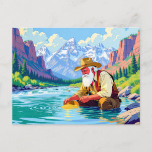 Cartes Pour Fêtes Annuelles Papi cherche de l'or à la rivière Yukon