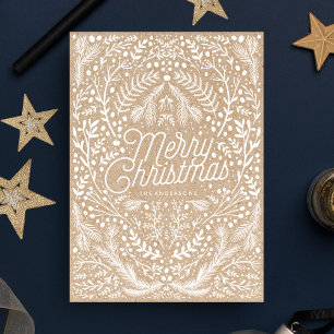 Cartes Pour Fêtes Annuelles Papier Craft de Noël à feuillage dessiné à la main