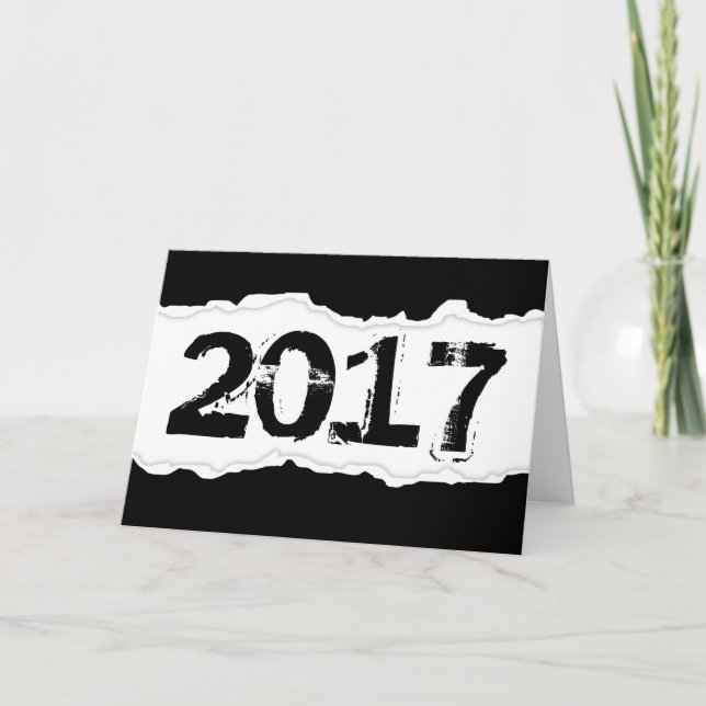 Cartes Pour Fêtes Annuelles Papier déchiré 2017 (Devant)
