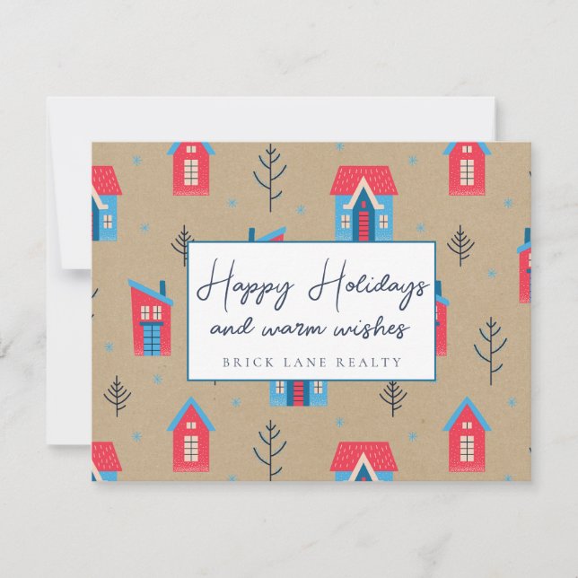 Cartes Pour Fêtes Annuelles Papier Kraft Festif Joyeux Noël Agence Immobilière (Devant)