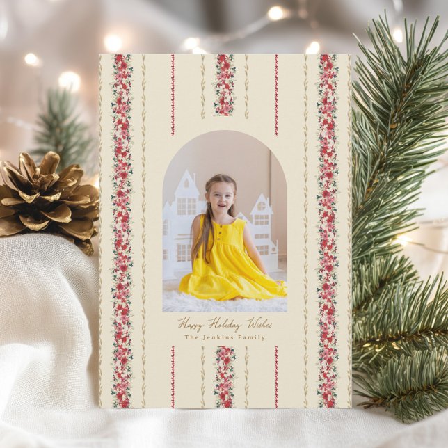 Cartes Pour Fêtes Annuelles Papier peint à tapisserie botanique de Noël tradit (Créateur téléchargé)