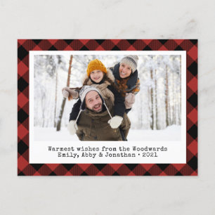 Cartes Pour Fêtes Annuelles Papier plaid rustique Buffalo Photo personnalisée 