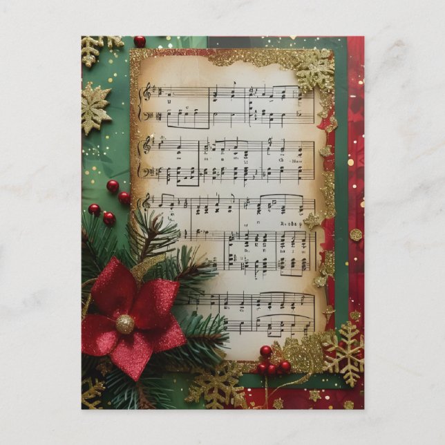 Cartes Pour Fêtes Annuelles Papier pour livre de découpage de musique de Noël  (Devant)