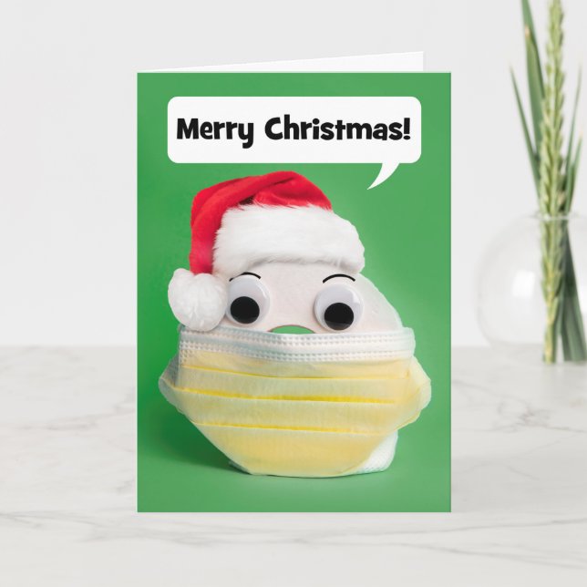 Cartes Pour Fêtes Annuelles Papier toilette joyeux Noël dans un masque facial  (Devant)