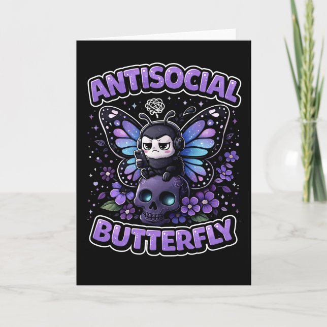 Cartes Pour Fêtes Annuelles Papillon Antisocial (Devant)