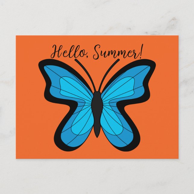 Cartes Pour Fêtes Annuelles Papillon Bleu | Ajouter Texte (Devant)