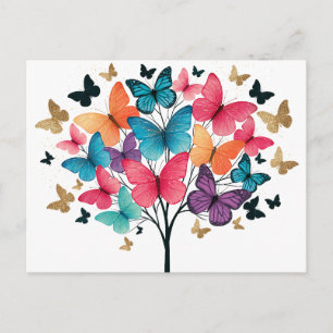 Cartes Pour Fêtes Annuelles Papillon de la nature fantaisiste Arbre de vie