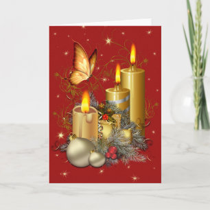 Cartes Pour Fêtes Annuelles Papillon et bougies de Noël