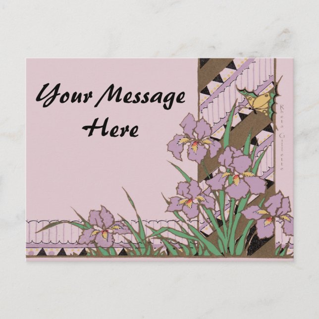 Cartes Pour Fêtes Annuelles Papillon Iris Pâques violet Art Déco (Devant)