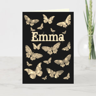 Cartes Pour Fêtes Annuelles Papillon Lune Art gothique Nom de l'Emma