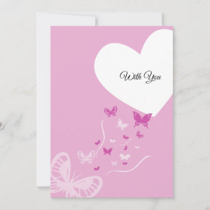 Cartes Pour Fêtes Annuelles Papillon rose Coeur d'amour