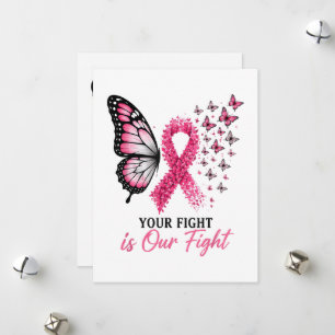 Cartes Pour Fêtes Annuelles Papillon Ruban Rose de Sensibilisation au Cancer d