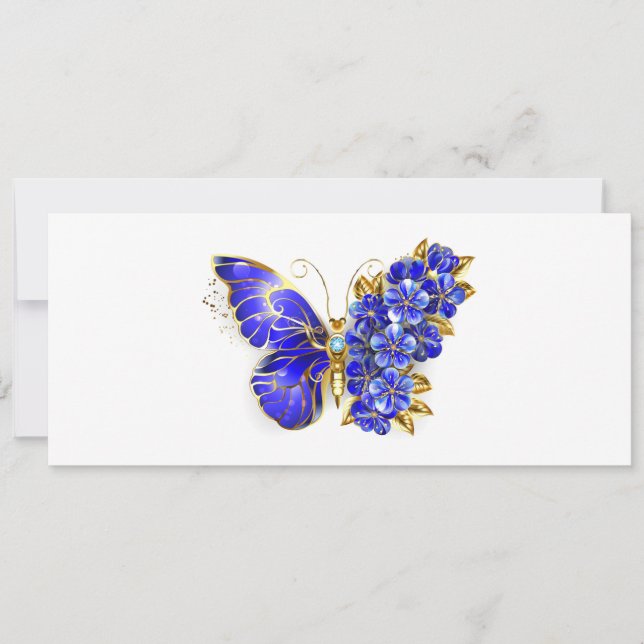 Cartes Pour Fêtes Annuelles Papillon Saphir Fleur (Devant)