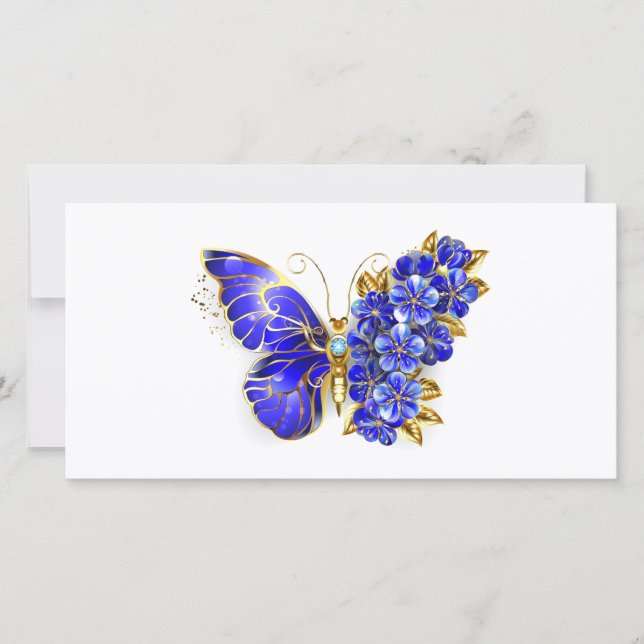 Cartes Pour Fêtes Annuelles Papillon Saphir Fleur (Devant)