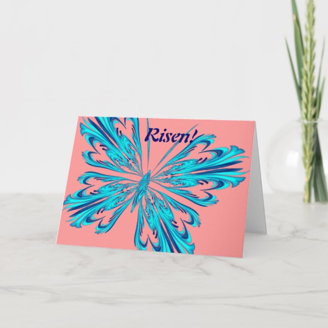 Cartes Pour Fêtes Annuelles Papillon stylisé en bleu aqua (Devant)
