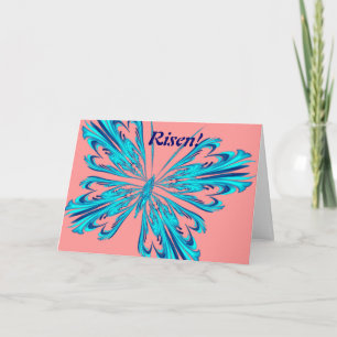 Cartes Pour Fêtes Annuelles Papillon stylisé en bleu aqua