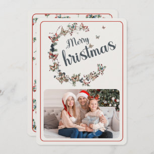 Cartes Pour Fêtes Annuelles Papillon vintage Joyeux Noël Famille Photo