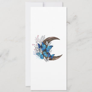 Cartes Pour Fêtes Annuelles Papillons bleus sur croissant en bois
