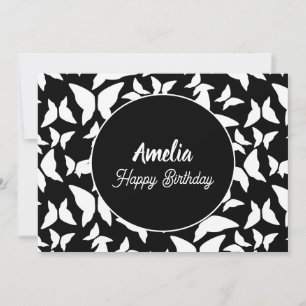 Cartes Pour Fêtes Annuelles Papillons Fête Anniversaire Noir Blanc Coloration