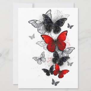 Cartes Pour Fêtes Annuelles Papillons noirs et rouges volants