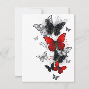 Cartes Pour Fêtes Annuelles Papillons noirs et rouges volants