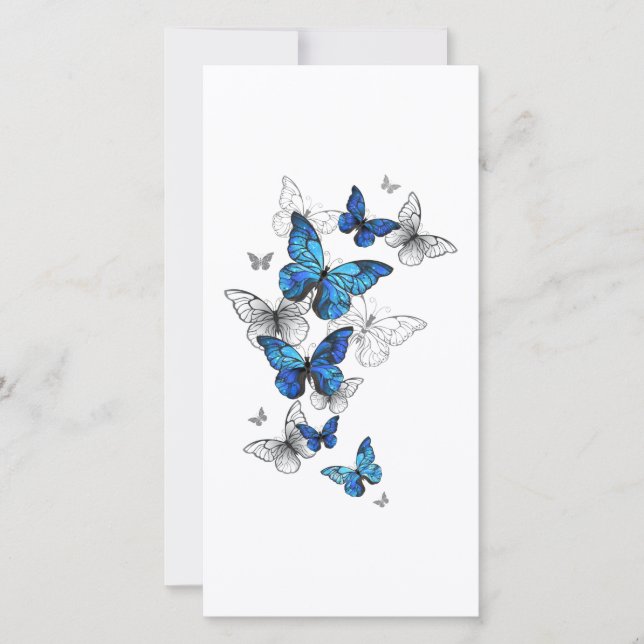 Cartes Pour Fêtes Annuelles Papillons volants bleus Morpho (Devant)