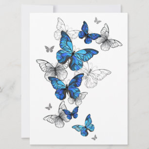Cartes Pour Fêtes Annuelles Papillons volants bleus Morpho