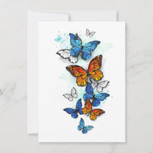 Cartes Pour Fêtes Annuelles Papillons volants Morpho et Monarch