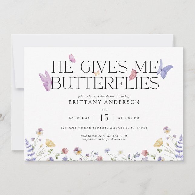 Cartes Pour Fêtes Annuelles Papillons Whimsical Bridal Show (Devant)