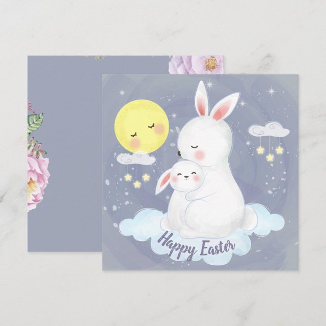 Cartes Pour Fêtes Annuelles Pâques adorables (Devant / Derrière)