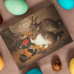 Cartes Pour Fêtes Annuelles Pâques Animaux Mignons Vintage