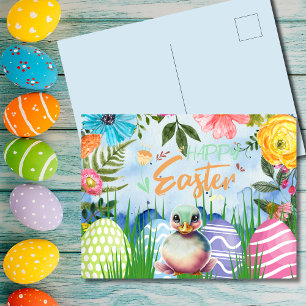 Cartes Pour Fêtes Annuelles Pâques au canard en quacktastic avec fleurs