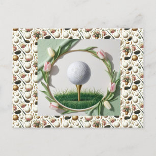 Cartes Pour Fêtes Annuelles Pâques avec balle de golf et fleurs pour golfeur