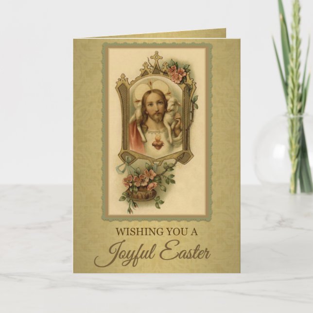 Cartes Pour Fêtes Annuelles Pâques catholiques Jésus Résurrection religieuse (Devant)