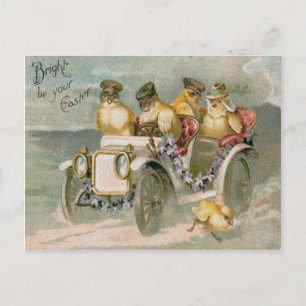 Cartes Pour Fêtes Annuelles Pâques Chick Antique voiture Oubliez-Moi-Pas