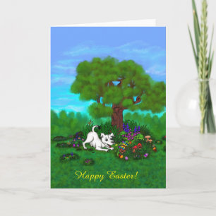 Cartes Pour Fêtes Annuelles Pâques - Chiot Capo et Papillon