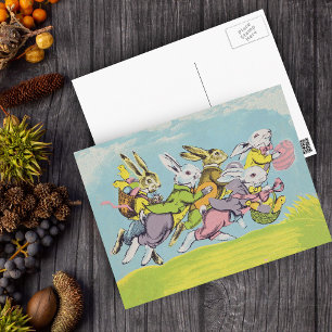 Cartes Pour Fêtes Annuelles Pâques courir les lapins Pastel