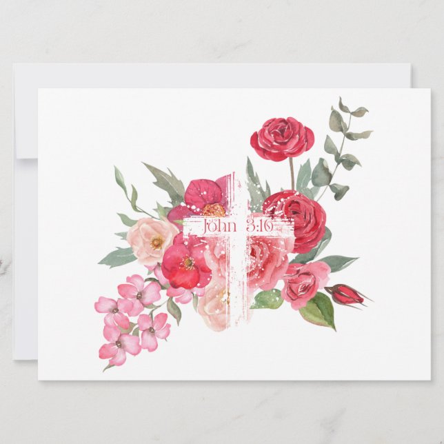 Cartes Pour Fêtes Annuelles Pâques/Croix/Jean3:16/Jésus (Devant)