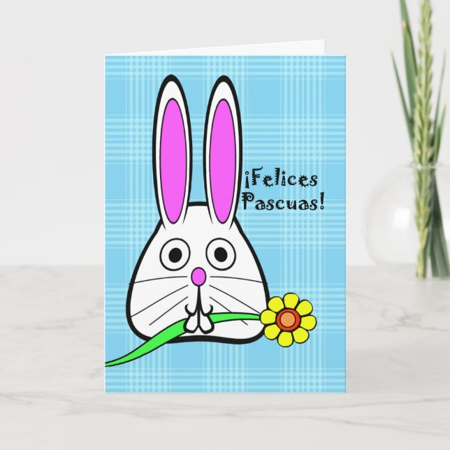 Cartes Pour Fêtes Annuelles Pâques dans l'Espagnol, Felices Pascuas, lapin (Devant)