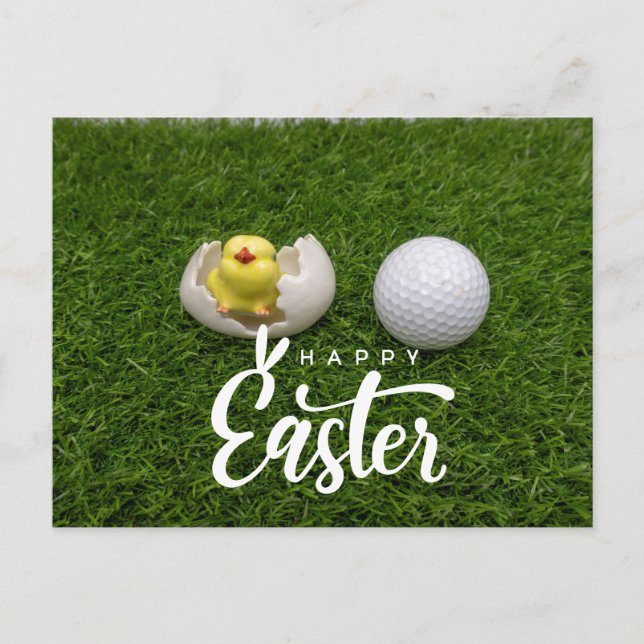Cartes Pour Fêtes Annuelles Pâques de golf avec balle de golf et œuf pour golf (Devant)